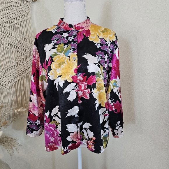 NATORI IMPERIAL GARDEN MANDARIN PJ Blouse! Size Medium. - Picture 2 of 10
